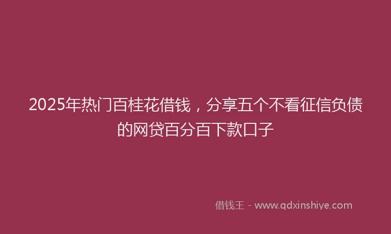 2025年热门百桂花借钱，分享五个不看征信负债的网贷百分百下款口子