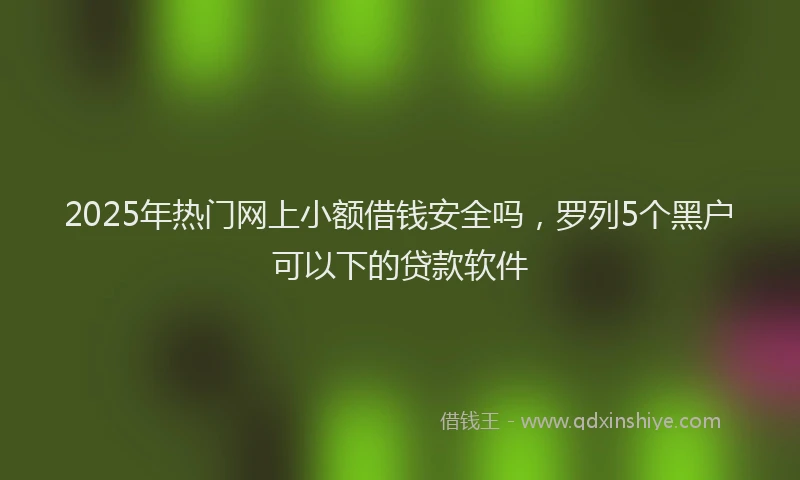 2025年热门网上小额借钱安全吗，罗列5个黑户可以下的贷款软件
