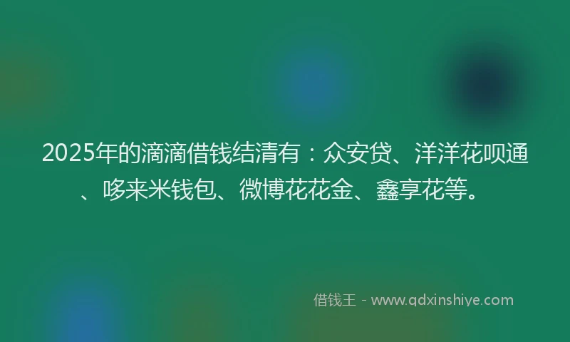 2025年的滴滴借钱结清有：众安贷、洋洋花呗通、哆来米钱包、微博花花金、鑫享花等。