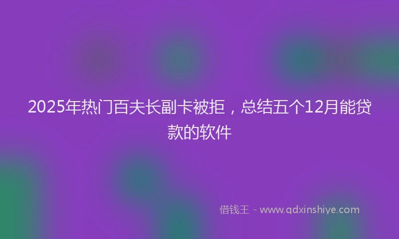 2025年热门百夫长副卡被拒，总结五个12月能贷款的软件