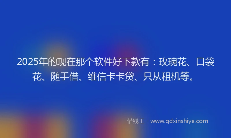 2025年的现在那个软件好下款有：玫瑰花、口袋花、随手借、维信卡卡贷、只从租机等。