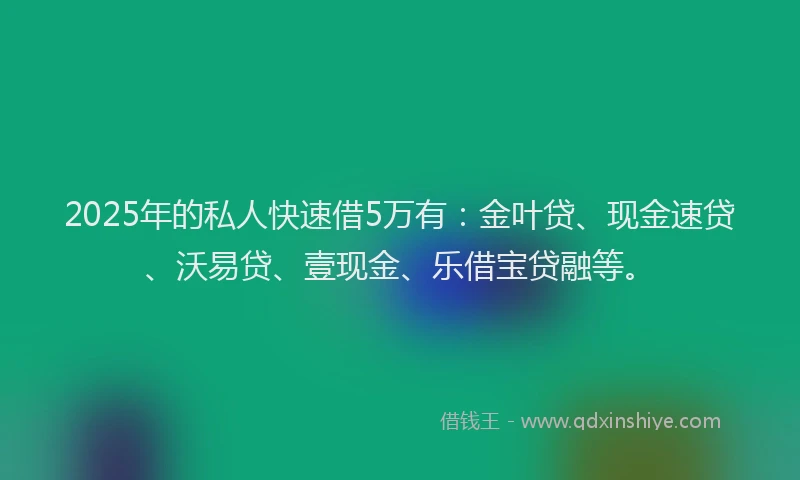2025年的私人快速借5万有：金叶贷、现金速贷、沃易贷、壹现金、乐借宝贷融等。