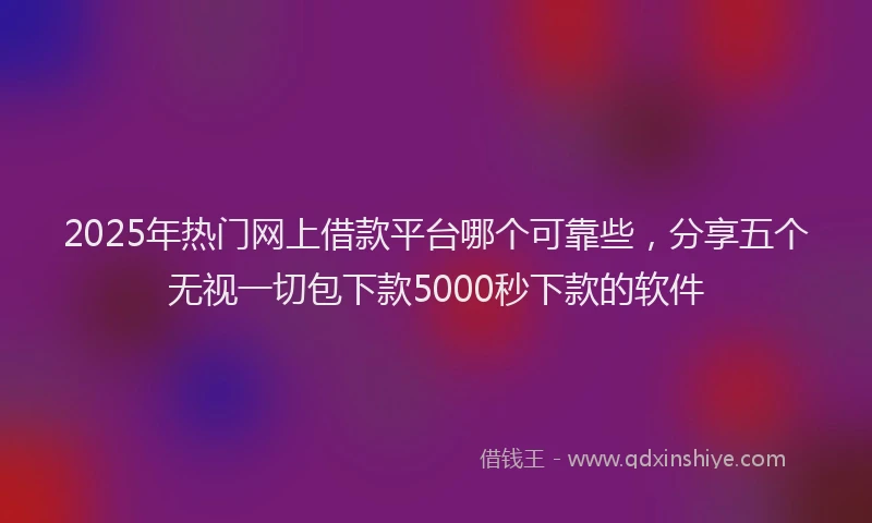 2025年热门网上借款平台哪个可靠些，分享五个无视一切包下款5000秒下款的软件
