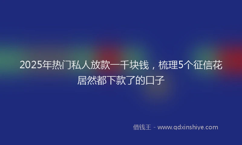 2025年热门私人放款一千块钱，梳理5个征信花居然都下款了的口子