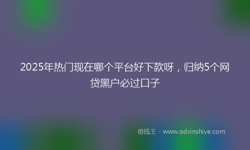 2025年热门现在哪个平台好下款呀，归纳5个网贷黑户必过口子