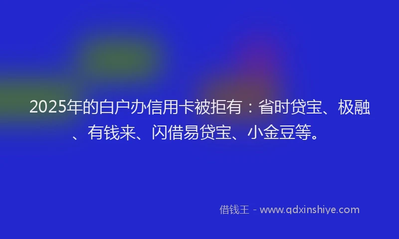 2025年的白户办信用卡被拒有：省时贷宝、极融、有钱来、闪借易贷宝、小金豆等。