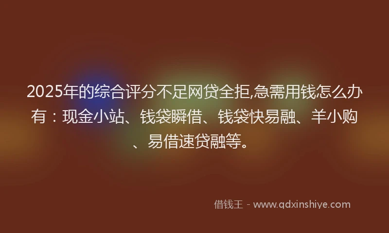 2025年的综合评分不足网贷全拒,急需用钱怎么办有：现金小站、钱袋瞬借、钱袋快易融、羊小购、易借速贷融等。