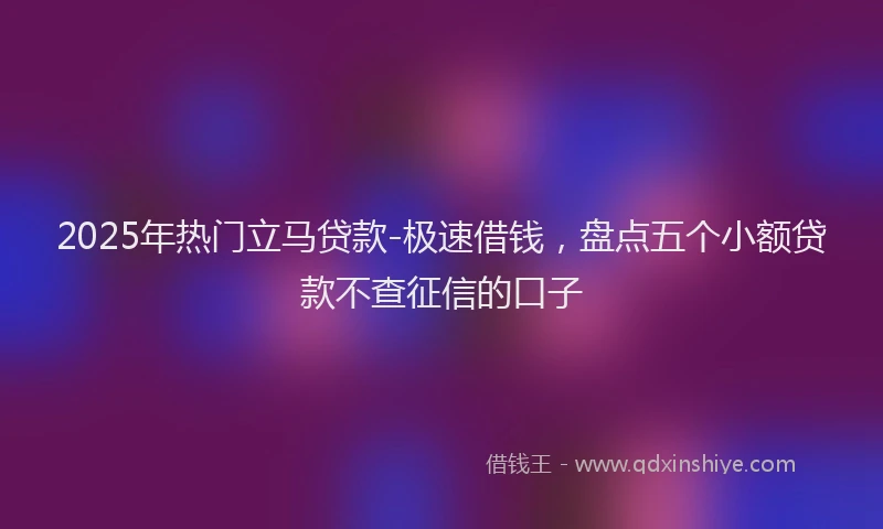 2025年热门立马贷款-极速借钱，盘点五个小额贷款不查征信的口子