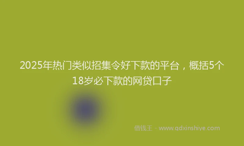 2025年热门类似招集令好下款的平台，概括5个18岁必下款的网贷口子