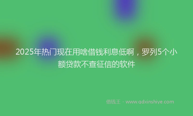 2025年热门现在用啥借钱利息低啊，罗列5个小额贷款不查征信的软件