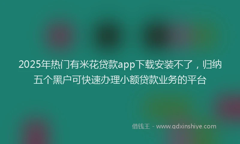 2025年热门有米花贷款app下载安装不了，归纳五个黑户可快速办理小额贷款业务的平台