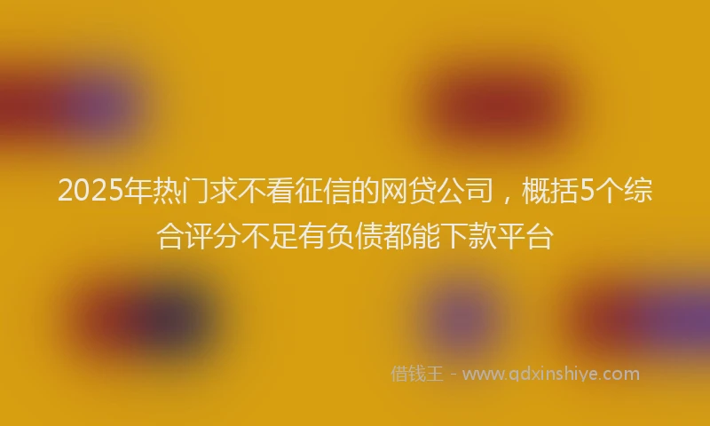 2025年热门求不看征信的网贷公司，概括5个综合评分不足有负债都能下款平台
