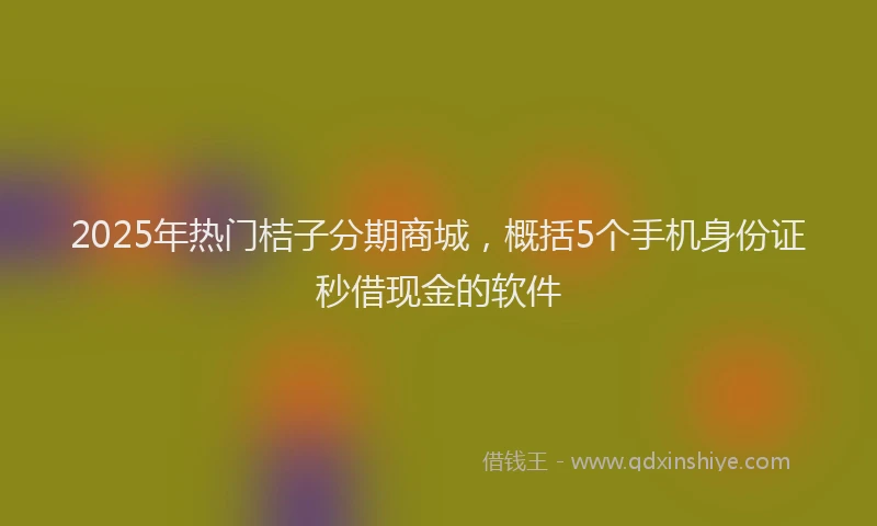 2025年热门桔子分期商城，概括5个手机身份证秒借现金的软件