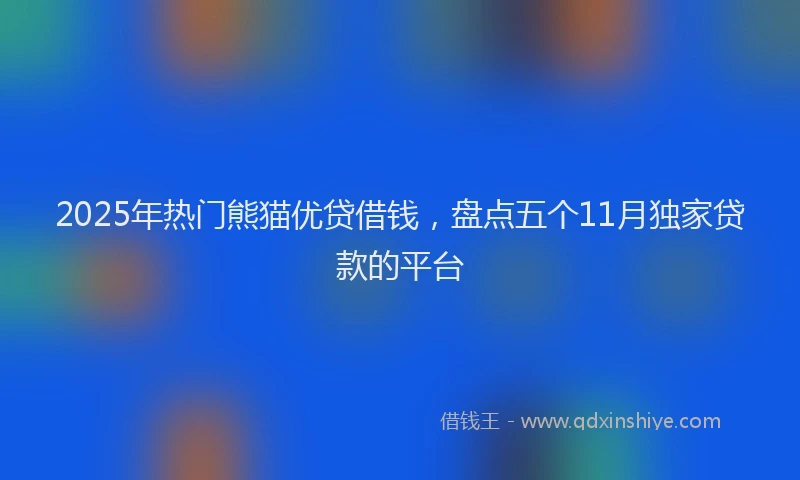 2025年热门熊猫优贷借钱，盘点五个11月独家贷款的平台