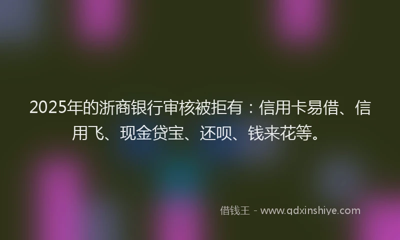 2025年的浙商银行审核被拒有：信用卡易借、信用飞、现金贷宝、还呗、钱来花等。