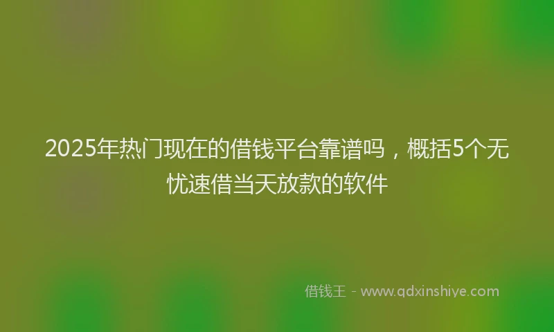 2025年热门现在的借钱平台靠谱吗，概括5个无忧速借当天放款的软件