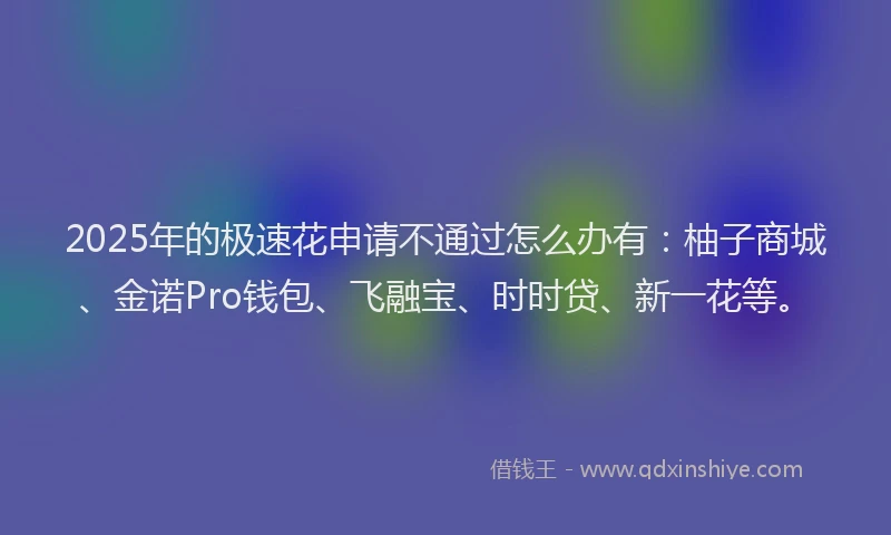 2025年的极速花申请不通过怎么办有：柚子商城、金诺Pro钱包、飞融宝、时时贷、新一花等。