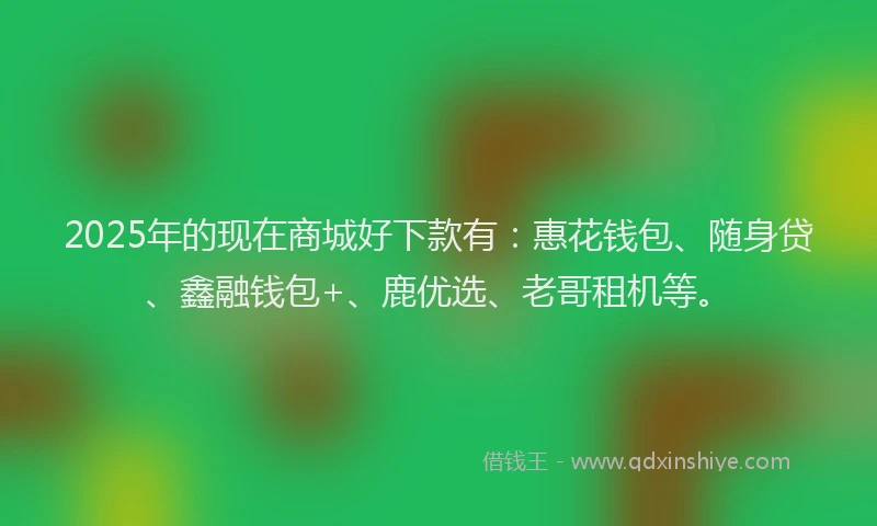 2025年的现在商城好下款有：惠花钱包、随身贷、鑫融钱包+、鹿优选、老哥租机等。