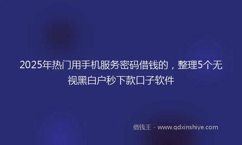 2025年热门用手机服务密码借钱的，整理5个无视黑白户秒下款口子软件