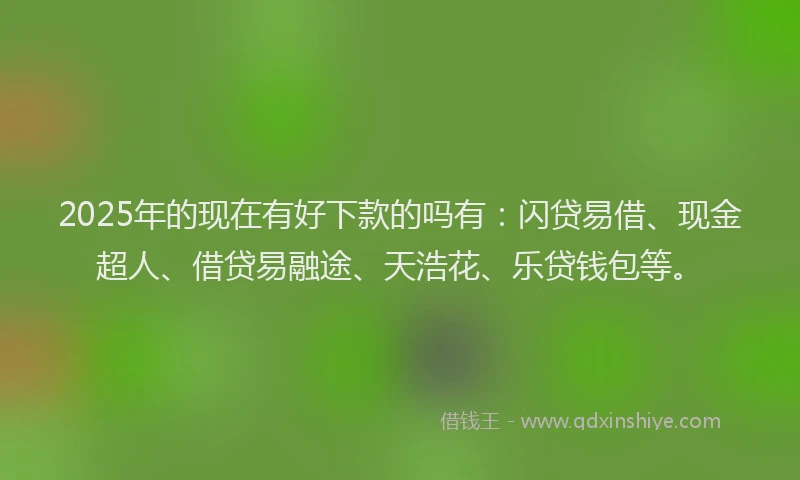 2025年的现在有好下款的吗有：闪贷易借、现金超人、借贷易融途、天浩花、乐贷钱包等。