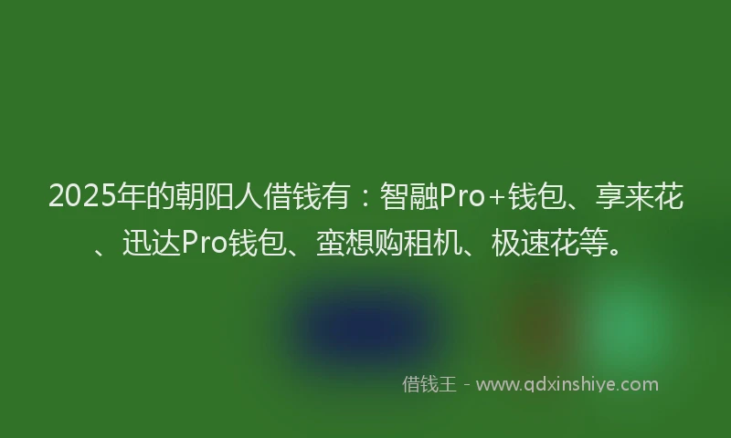 2025年的朝阳人借钱有：智融Pro+钱包、享来花、迅达Pro钱包、蛮想购租机、极速花等。