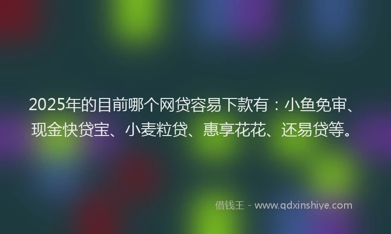 2025年的目前哪个网贷容易下款有：小鱼免审、现金快贷宝、小麦粒贷、惠享花花、还易贷等。