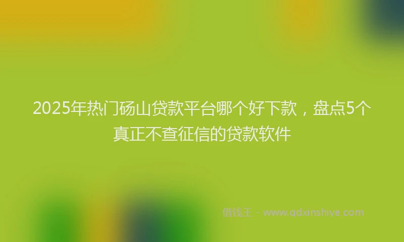 2025年热门砀山贷款平台哪个好下款，盘点5个真正不查征信的贷款软件