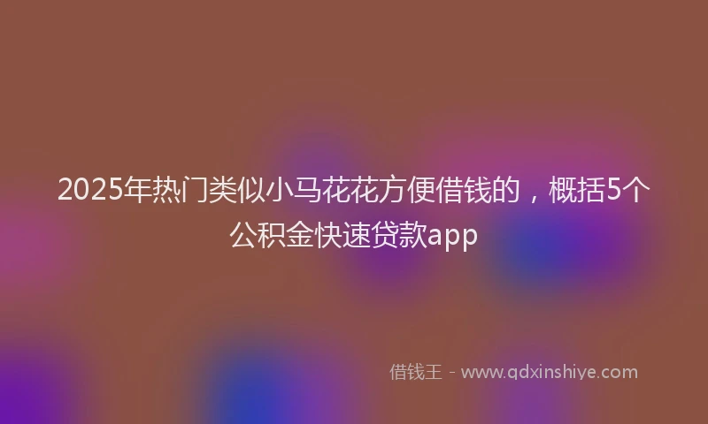2025年热门类似小马花花方便借钱的，概括5个公积金快速贷款app