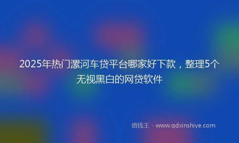2025年热门漯河车贷平台哪家好下款，整理5个无视黑白的网贷软件