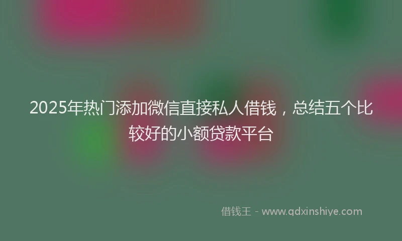 2025年热门添加微信直接私人借钱，总结五个比较好的小额贷款平台