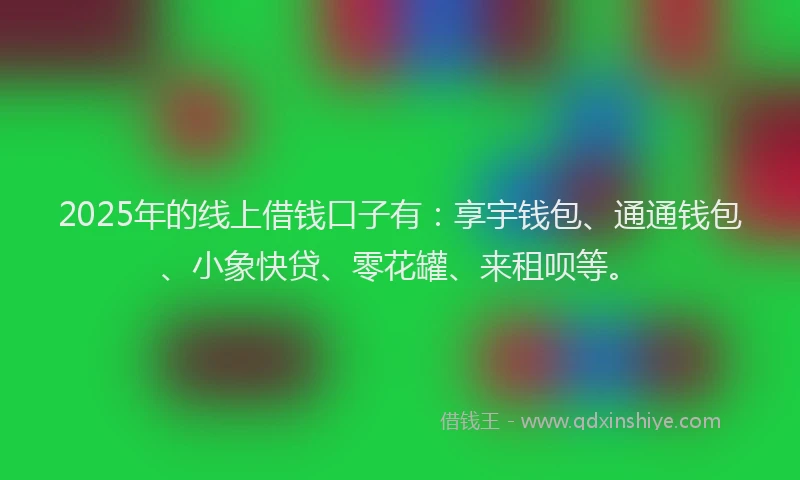 2025年的线上借钱口子有：享宇钱包、通通钱包、小象快贷、零花罐、来租呗等。