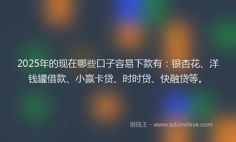 2025年的现在哪些口子容易下款有：银杏花、洋钱罐借款、小赢卡贷、时时贷、快融贷等。