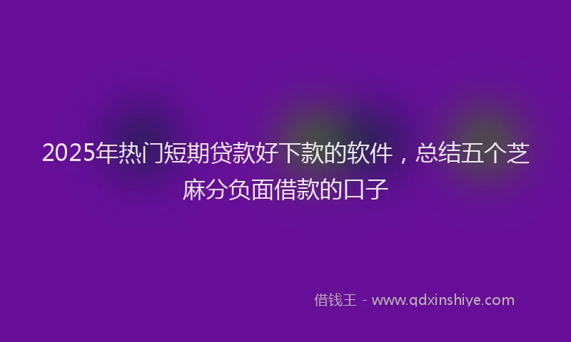 2025年热门短期贷款好下款的软件，总结五个芝麻分负面借款的口子