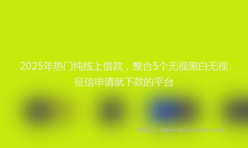 2025年热门纯线上借款，整合5个无视黑白无视征信申请就下款的平台