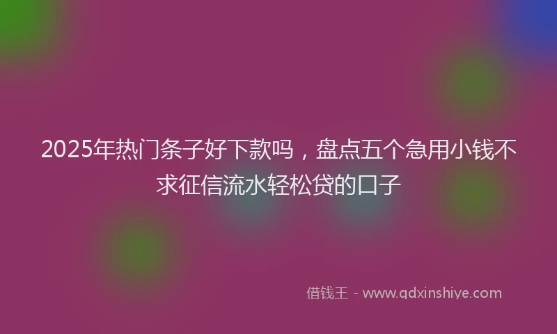 2025年热门条子好下款吗，盘点五个急用小钱不求征信流水轻松贷的口子