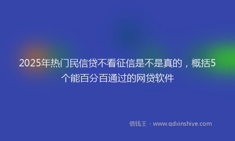 2025年热门民信贷不看征信是不是真的，概括5个能百分百通过的网贷软件