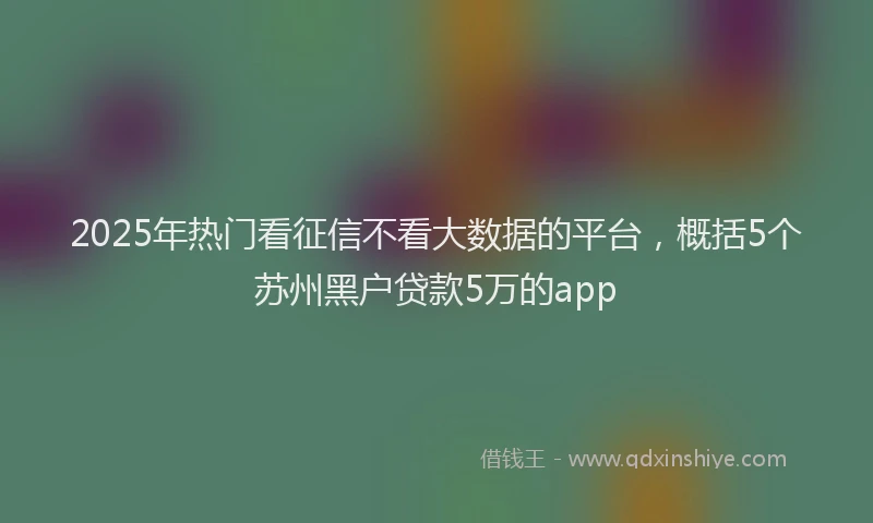 2025年热门看征信不看大数据的平台，概括5个苏州黑户贷款5万的app