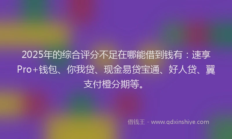 2025年的综合评分不足在哪能借到钱有：速享Pro+钱包、你我贷、现金易贷宝通、好人贷、翼支付橙分期等。