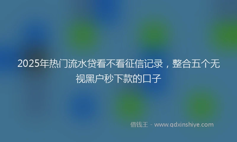 2025年热门流水贷看不看征信记录，整合五个无视黑户秒下款的口子