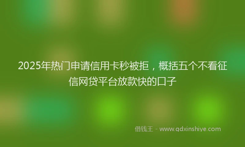 2025年热门申请信用卡秒被拒，概括五个不看征信网贷平台放款快的口子