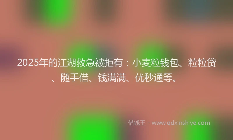 2025年的江湖救急被拒有：小麦粒钱包、粒粒贷、随手借、钱满满、优秒通等。