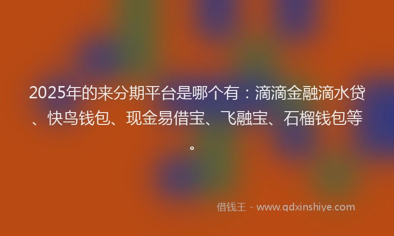 2025年的来分期平台是哪个有：滴滴金融滴水贷、快鸟钱包、现金易借宝、飞融宝、石榴钱包等。