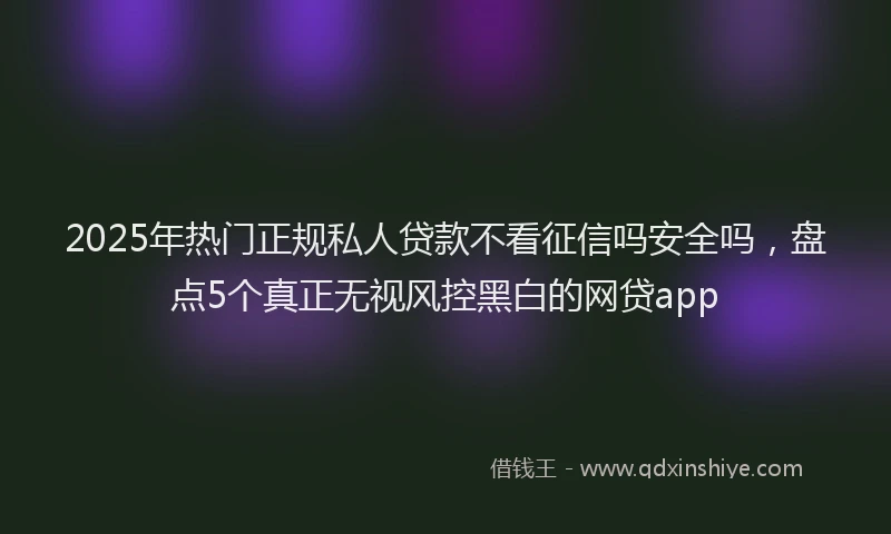 2025年热门正规私人贷款不看征信吗安全吗，盘点5个真正无视风控黑白的网贷app