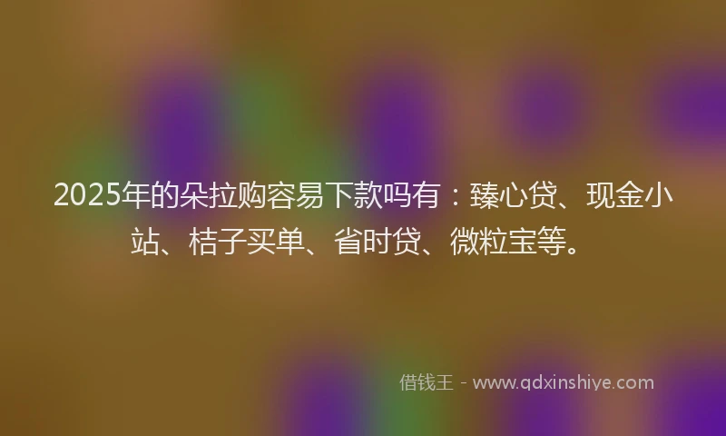 2025年的朵拉购容易下款吗有：臻心贷、现金小站、桔子买单、省时贷、微粒宝等。