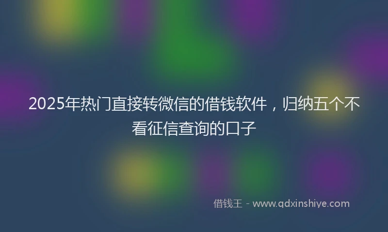 2025年热门直接转微信的借钱软件，归纳五个不看征信查询的口子