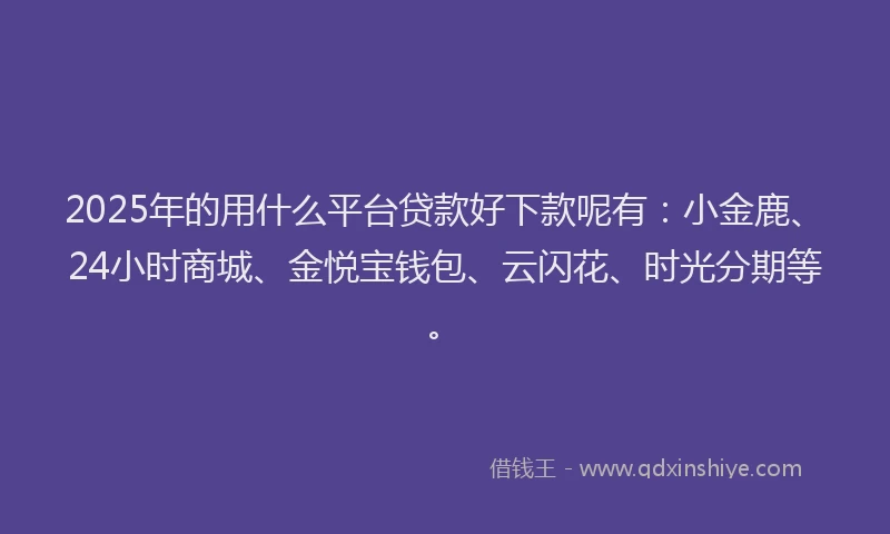 2025年的用什么平台贷款好下款呢有：小金鹿、24小时商城、金悦宝钱包、云闪花、时光分期等。