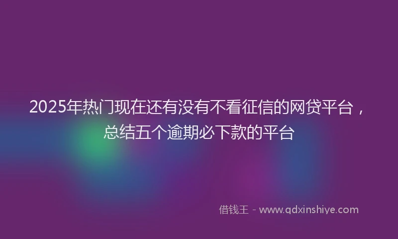 2025年热门现在还有没有不看征信的网贷平台，总结五个逾期必下款的平台