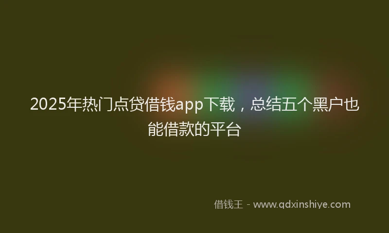 2025年热门点贷借钱app下载，总结五个黑户也能借款的平台
