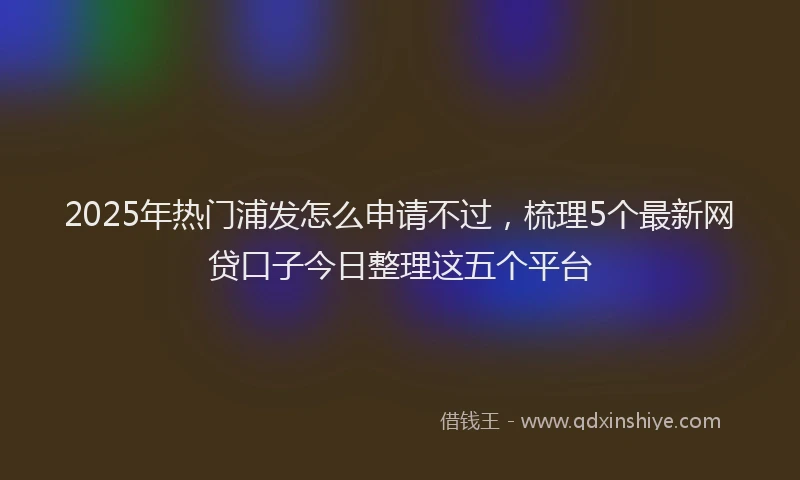 2025年热门浦发怎么申请不过，梳理5个最新网贷口子今日整理这五个平台