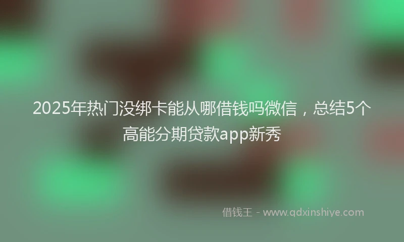 2025年热门没绑卡能从哪借钱吗微信，总结5个高能分期贷款app新秀